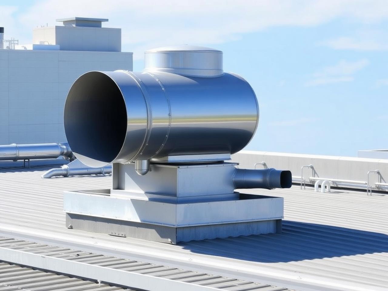 Industrial rooftop exhaust fan installation
